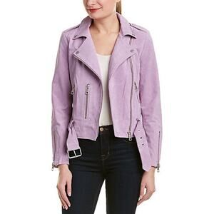 Bagatelle Suede Full Zip Biker Jacket Purple- S